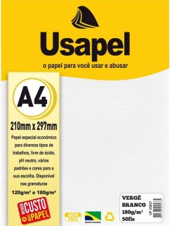Papel A4 180Gr. Verge Branco Usapel  25027  50Fls