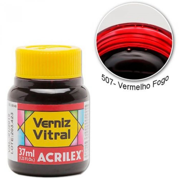 Verniz Vitral Vermelho 507  37Ml  Acrilex