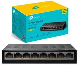 Switch 8 Portas Gigabit Tp-Link Ls1008G 10/100/1000Mb