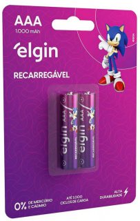 Pilha Recarregavel C/2** Aaa Palito Elgin 82170 1000Mah