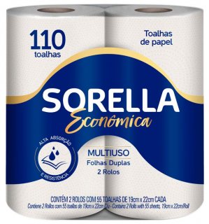 Papel Toalha Sorella F.dupla 19X22 110Fls-Pct/2 Rolos - 1210
