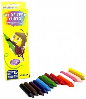 Giz Cera Curto  09215  Acrilex 15 Cores