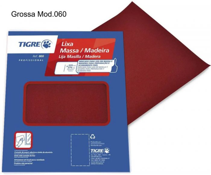 Lixa P080/p060 Grossa - Massa/madeira 225X275Mm - Folha