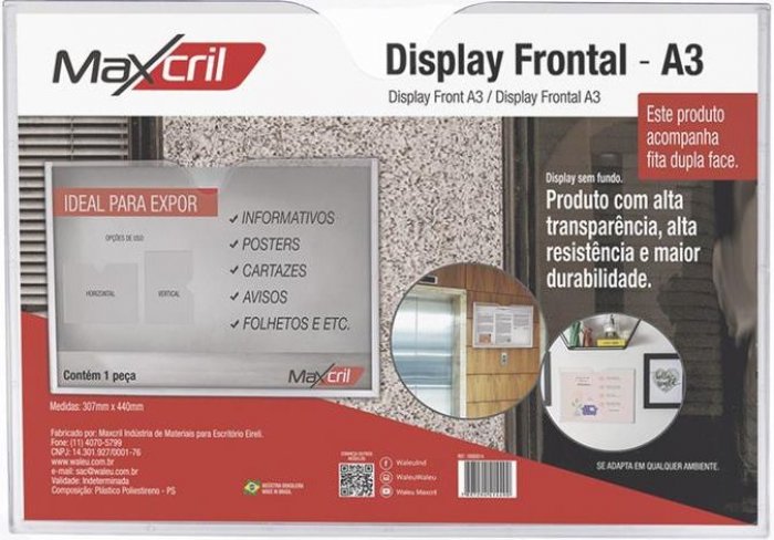 Display Multiuso Acrilico A3 Frontal Cristal 10090014 Maxcril