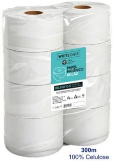 Papel Hig. **100%cel. White Care 300M 10Cm Pct/8Rl Psa 4Kg Hr1017