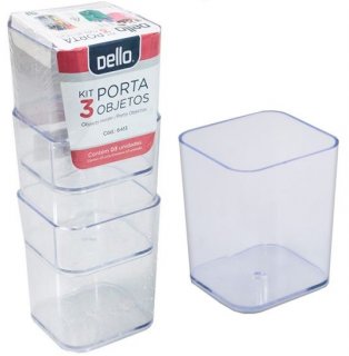 Porta Canetas Dello  6413.h  Objetos Cristal  Kit/3 Pcs