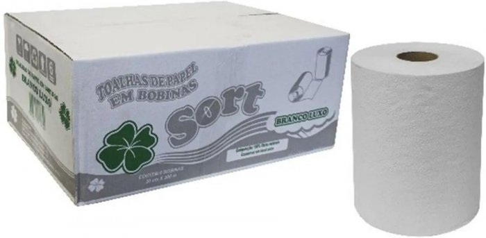Papel Toalha Rolo 200Mt Sort *luxo* 26Gr 6Kg Cx Cinza/6 Bobinas