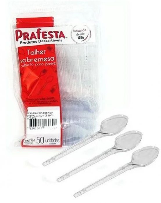 Colher Descartavel Sobremesa 13Cm Incolor Prafesta Pct/50