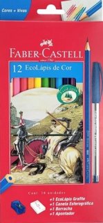 Lapis Cor Faber  Kit  120112+2Ar  12 Cores +Bor+Apont+Caneta+Lapis