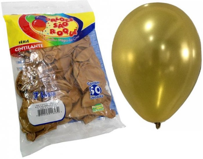 Balao Sao Roque Dourado Cintilante  7   Pct/50