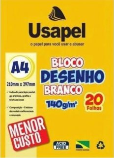 Bloco Desenho Usapel A4 140Gr Br 20Fl 25058