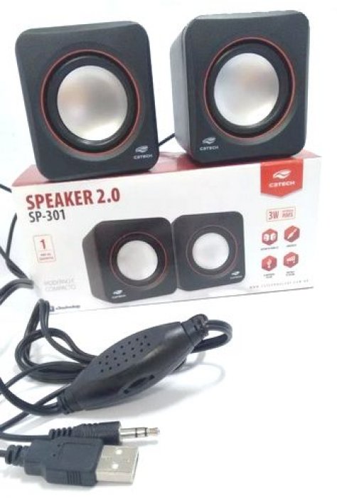 Caixa Som Usb/p2 2.0 3W Sp-301Bk Preto C3Tech