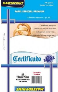 Papel Couche Semi Brilho 200Gr A4 Pct/100Fls Masterprint