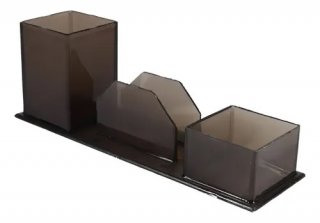 Porta Canetas Triplo  *novacril Fume - Faca Facil 462
