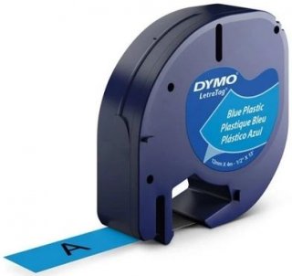 Fita Rotuladora Dymo Letratag Poliester **pt/azul 91335** 12Mmx4Mts