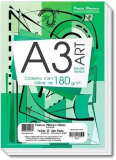Bloco Desenho Pauta Branca A3 180Gr Br **20Fl - 524309