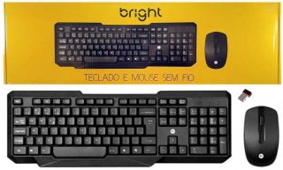 Kit Teclado e Mouse Sem Fio Bright Slim 0055