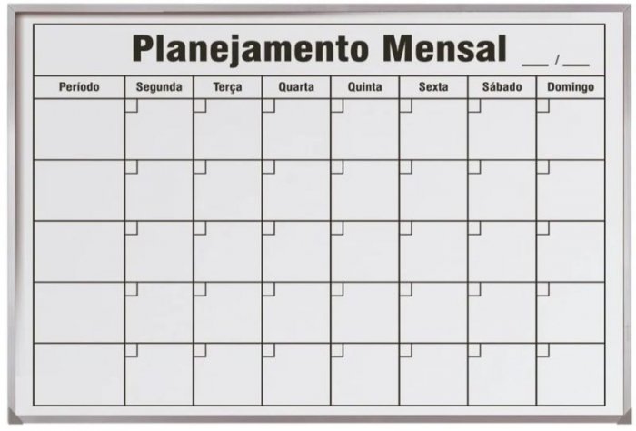 Quadro Branco Formica 3Mm 90X120 Mold Al. *planejamento Mensal