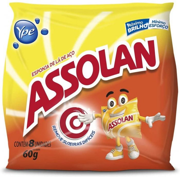 Esponja La de Aco Assolan Ype 45Gr C/8 - Palha de Aco