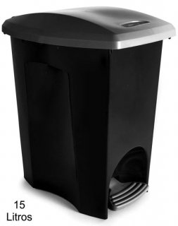 Lixeiro Plastico C/pedal 15L Preto Ref.3495 Plasutil