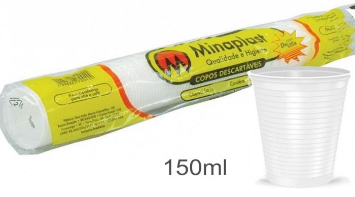 Copo Agua **150Ml Branco** Pct/100 **happy/minaplast Ps