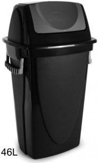 Lixeiro Plastico Basculante 46L Preto Plasutil