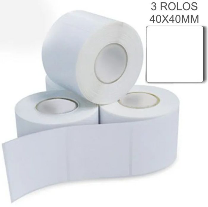 Etiqueta Rolo Termica Balanca 40X40X1 Br **pct/3 Rolos** 2100 Etiq 30Mt Ter01020