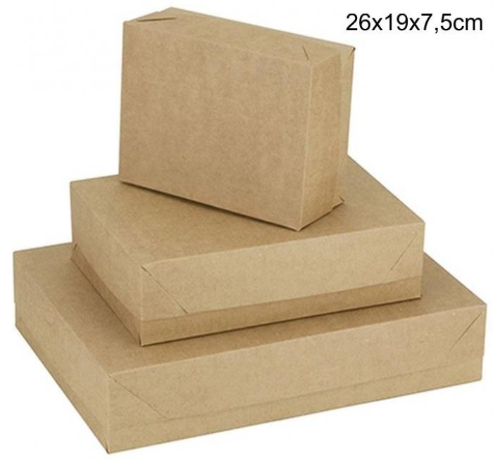 Caixa Presente C/tampa Kraft Retang M 26X19X7,5Cm Cristina