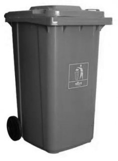 Lixeiro/coletora Plastica 240L C/ Rodas Preto Mod.europeu