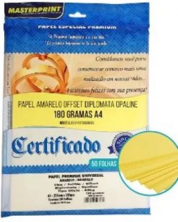 Papel A4 180Gr Liso ***folha Avulsa*** Amarelo Masterprint Diplomata
