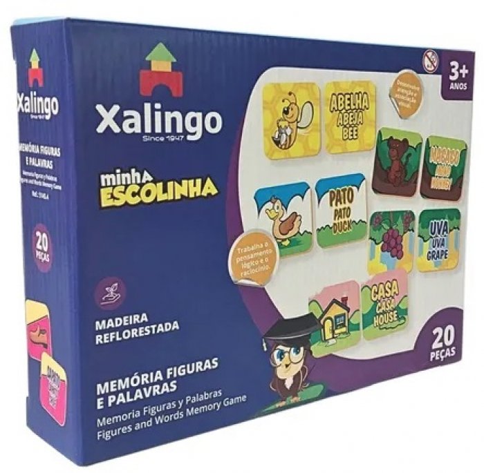 Jogo da Memoria Figuras e Palavrass 20Pcs  Xalingo 5145.4