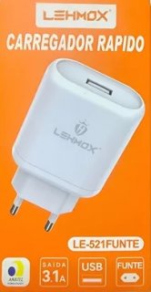 Carregador Rapido Usb 3.1A  Lehmox Le-521Funte