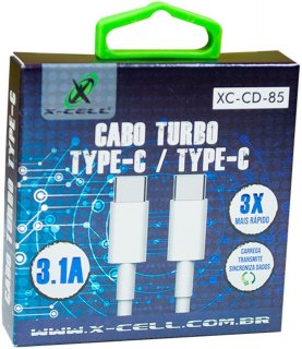 Cabo Usb C Celular / Usb-C - Branco 1Mt 3.1A X-Cell Xc-Cd-85