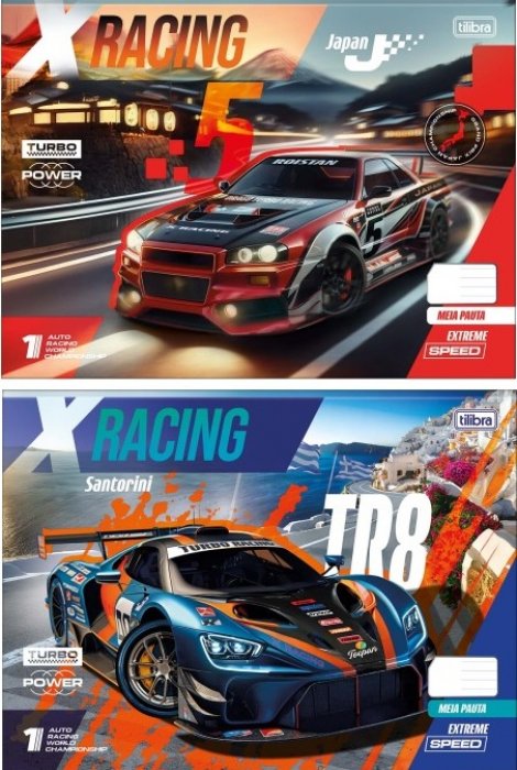 Caderno Cd Esp Meia Pauta 40 Fls X-Racing  Tilibra