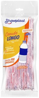 Canudo Plastico Strawplast 26Cm Pct/100 - Emb.individual