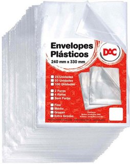 Plastico Medio 010 *4 Furos* C/100 -5078-100 Dac- 24X33 Of